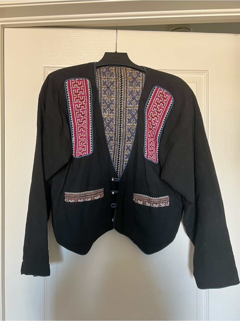 hippie bohemian embroidered brocade jacquard vintage jacket M